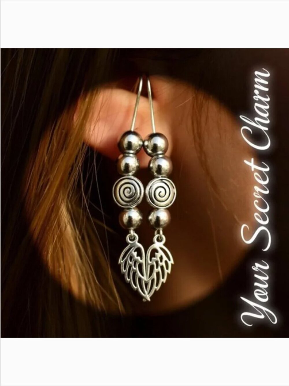 Dark Academia | Edgy Silver Angel Wing Earrings | Gothic Back to School Jewelry